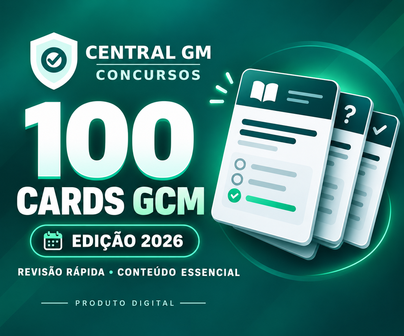 Capa do material digital 100 Cards GCM — Edição 2026